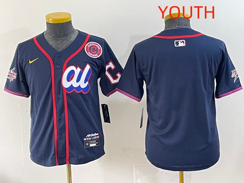 Youth 2025 Cleveland Indians Blank Drak Blue All star Blank Blue Nike MLB Jersey style 1